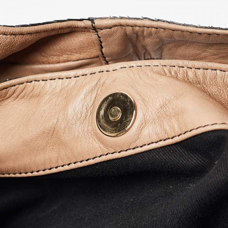 Pre Owned Valentino Beige/Brown Water Snake Bow Hobo