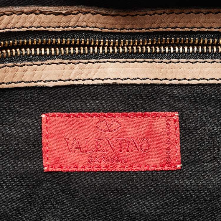 Pre Owned Valentino Beige/Brown Water Snake Bow Hobo