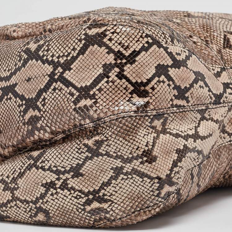 Pre Owned Valentino Beige/Brown Water Snake Bow Hobo