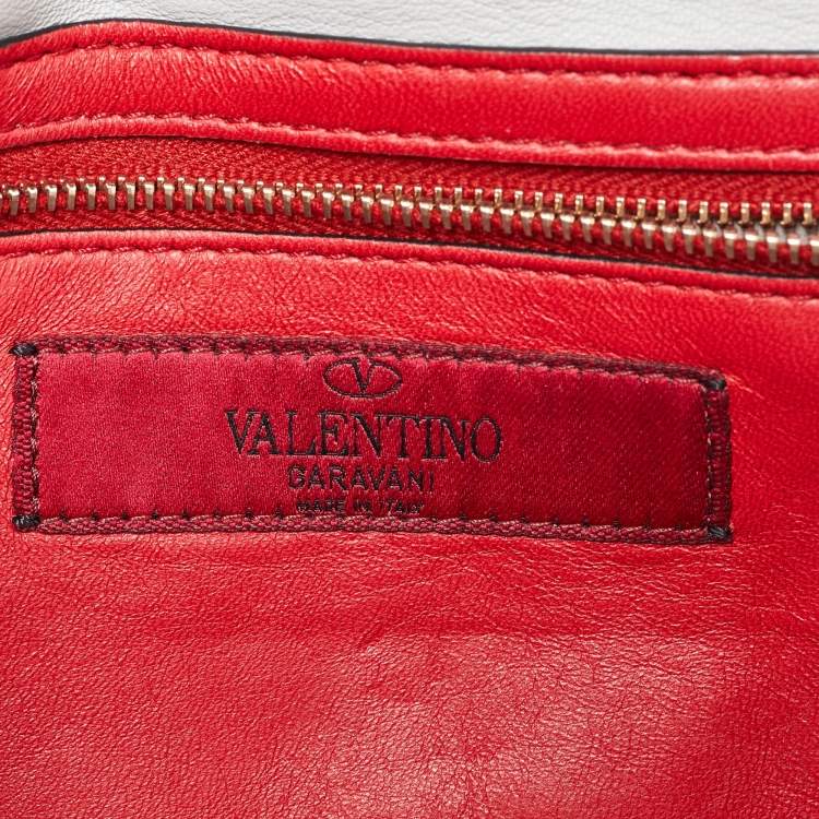 Pre Owned Valentino Grey Leather Rockstud Spike Chain Shoulder Bag