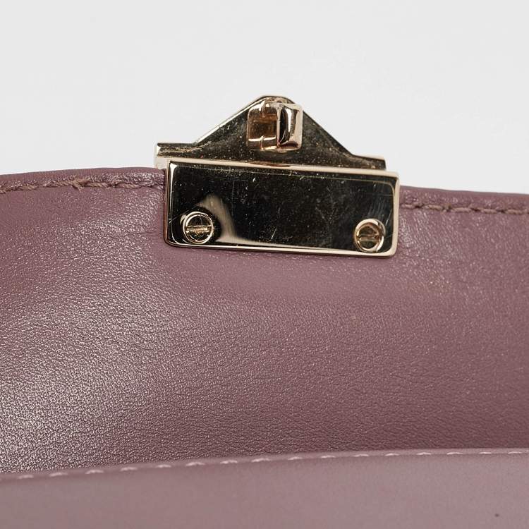 Pre Owned Valentino Mauve Leather Mini Glam Lock Flap Shoulder Bag