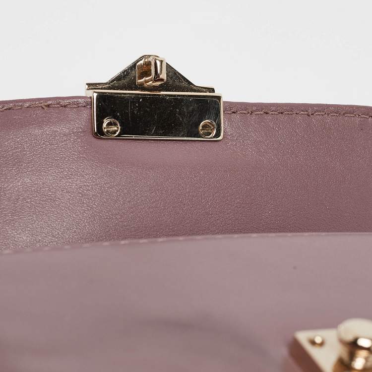 Pre Owned Valentino Mauve Leather Mini Glam Lock Flap Shoulder Bag