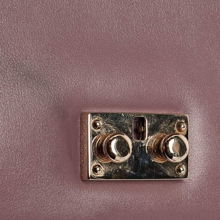 Pre Owned Valentino Mauve Leather Mini Glam Lock Flap Shoulder Bag