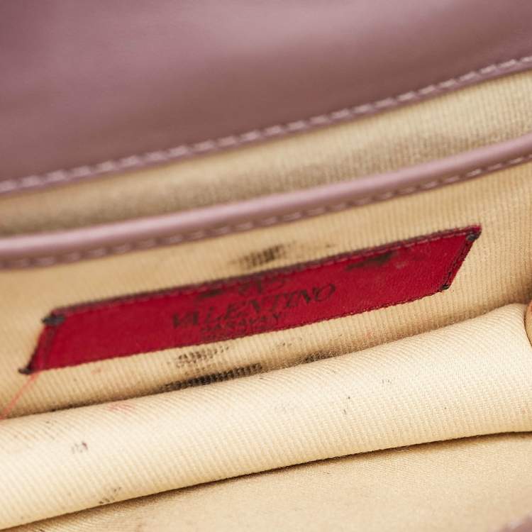 Pre Owned Valentino Mauve Leather Mini Glam Lock Flap Shoulder Bag