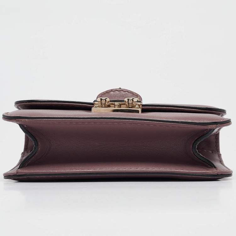 Pre Owned Valentino Mauve Leather Mini Glam Lock Flap Shoulder Bag