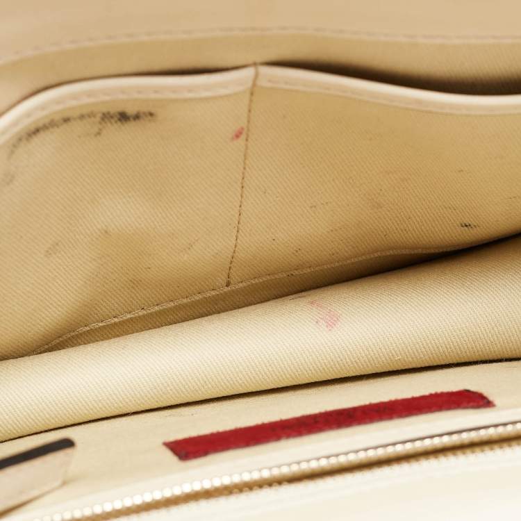 Pre Owned Valentino Off White Leather Medium Rockstud Glam Lock Flap Shoulder Bag