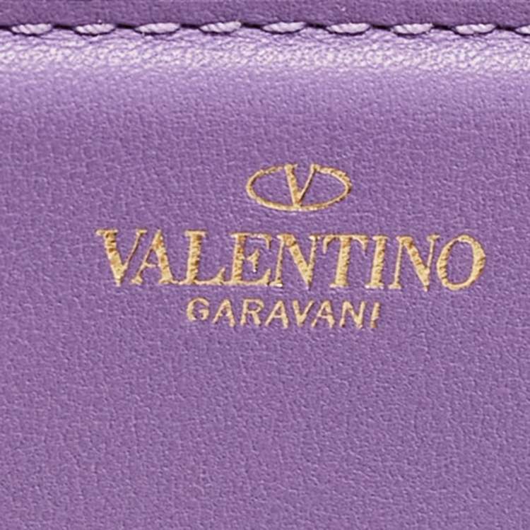 Pre Owned Valentino Purple Leather Loco Flap Shoulder Bag