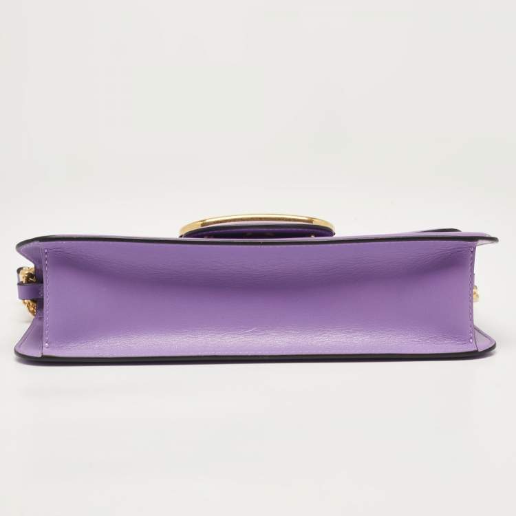 Pre Owned Valentino Purple Leather Loco Flap Shoulder Bag