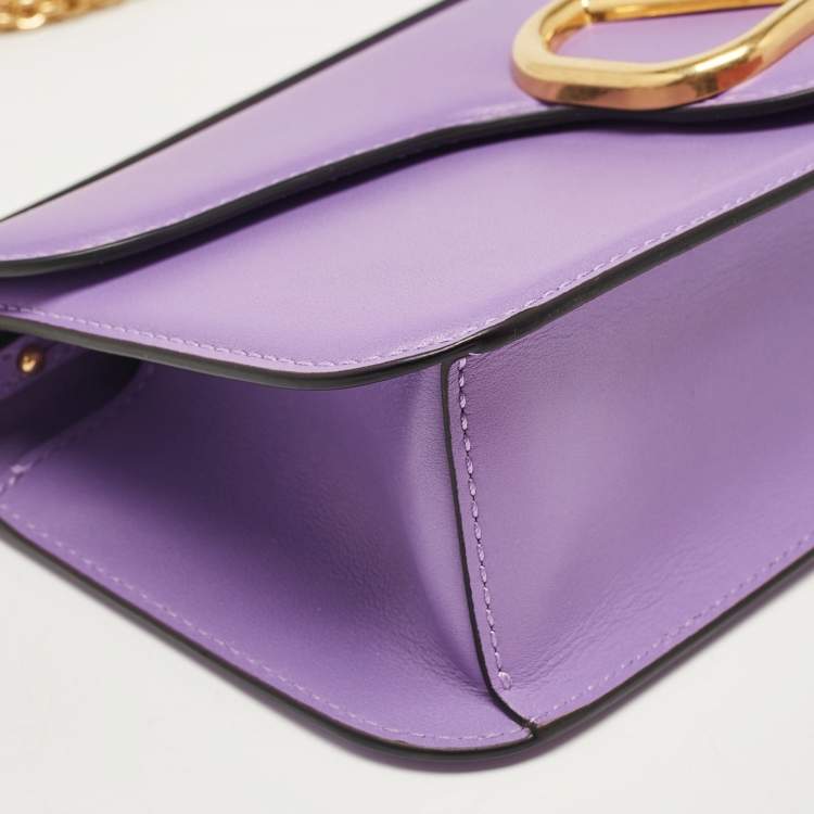 Pre Owned Valentino Purple Leather Loco Flap Shoulder Bag