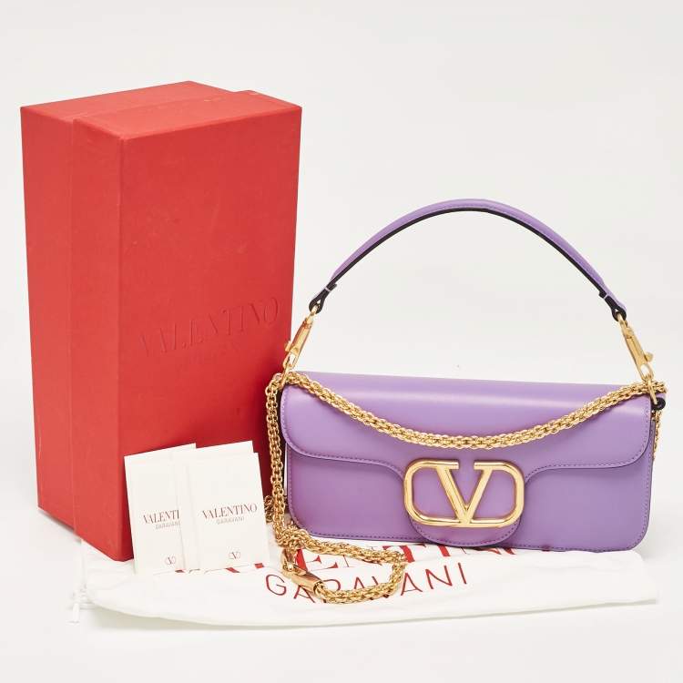 Pre Owned Valentino Purple Leather Loco Flap Shoulder Bag