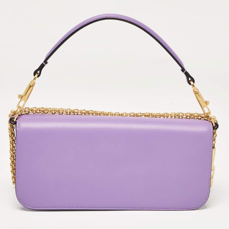 Pre Owned Valentino Purple Leather Loco Flap Shoulder Bag
