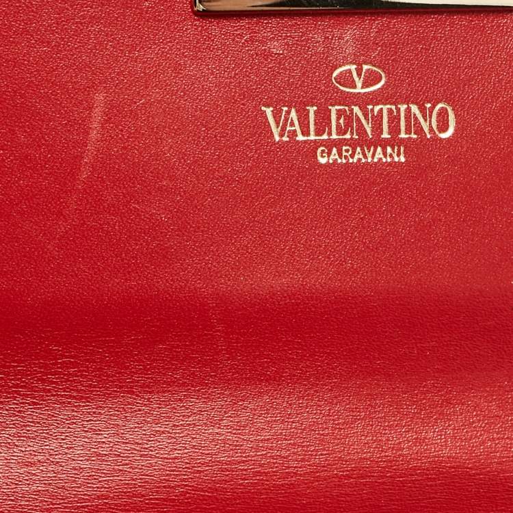 Pre Owned Valentino Red Leather Rockstud Continental Wallet