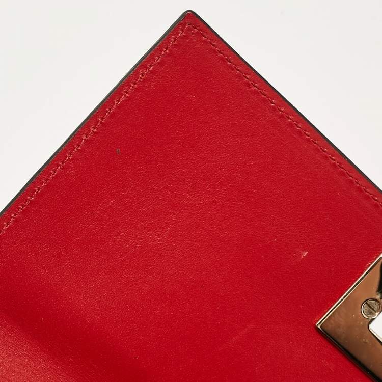Pre Owned Valentino Red Leather Rockstud Continental Wallet