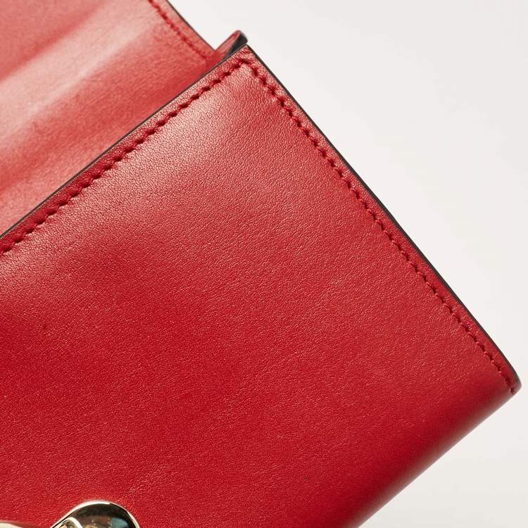 Pre Owned Valentino Red Leather Rockstud Continental Wallet