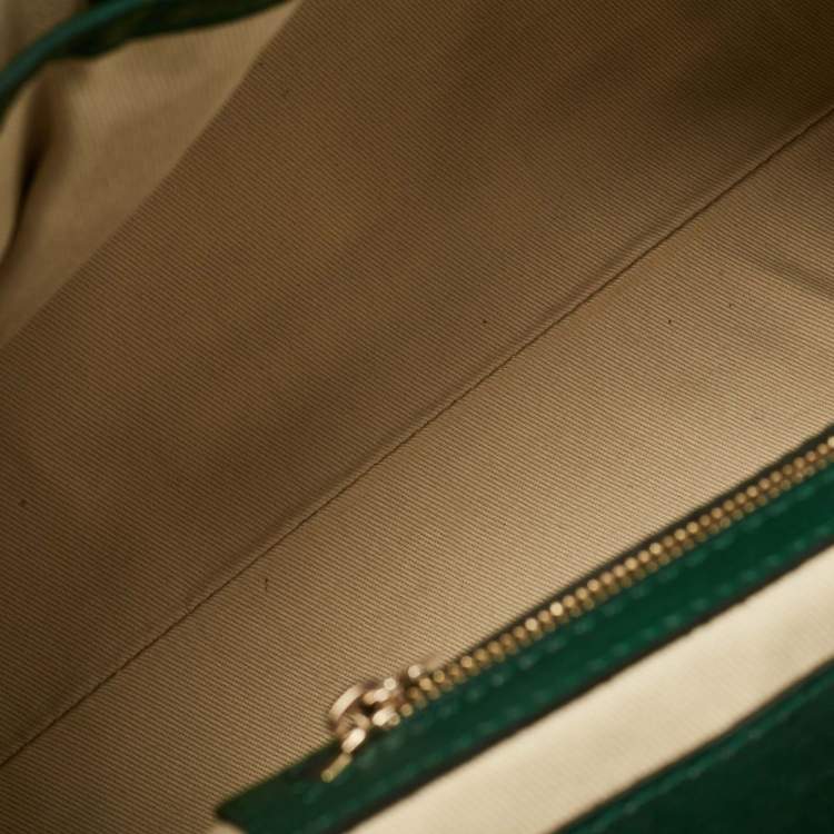 Pre Owned Valentino Green/Beige Leather Aphrodite Bow Top Handle Bag