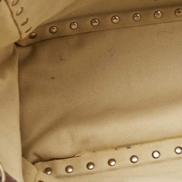 Pre Owned Valentino Mauve Leather Small Rockstud Trapeze Tote