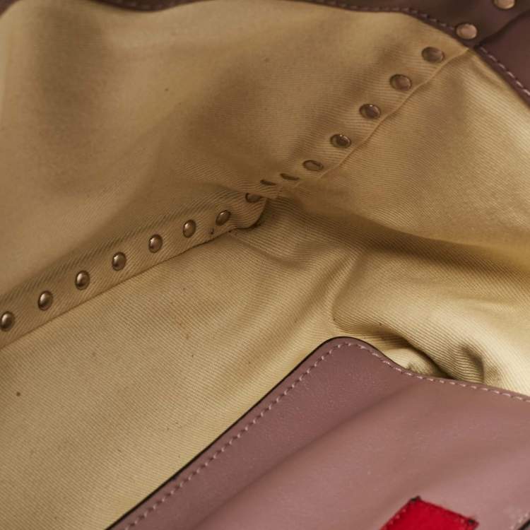Pre Owned Valentino Mauve Leather Small Rockstud Trapeze Tote