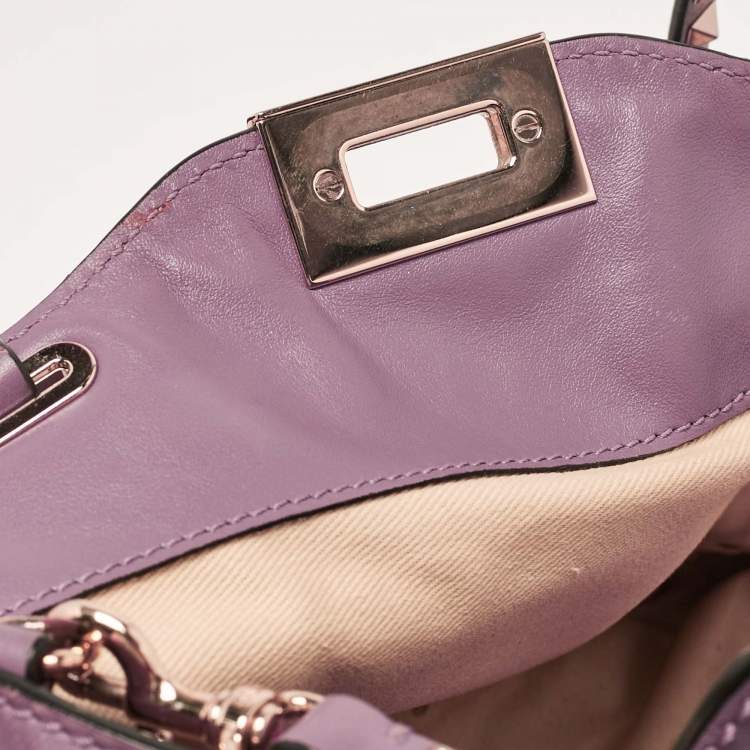 Pre Owned Valentino Mauve Leather Small Rockstud Trapeze Tote