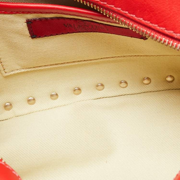 Pre Owned Valentino Red Leather Rockstud Camera Crossbody Bag