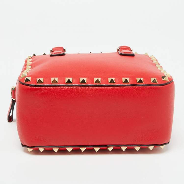 Pre Owned Valentino Red Leather Rockstud Camera Crossbody Bag