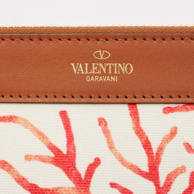 Pre Owned Valentino White/Red Printed Canvas Large Atelier Tote