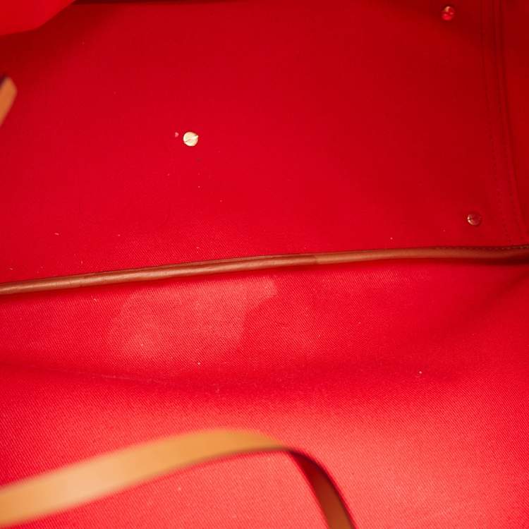 Pre Owned Valentino White/Red Printed Canvas Large Atelier Tote