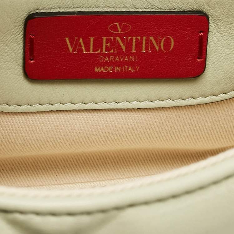 Pre Owned Valentino Mint Green Quilted Leather Candystud Wristlet Clutch