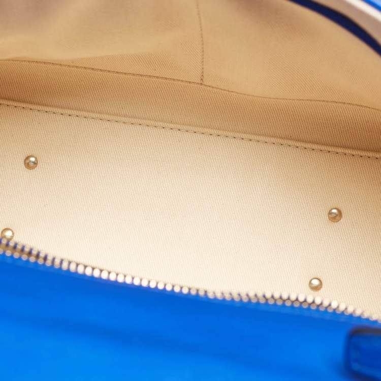 Pre Owned Valentino Blue Quilted Leather Medium Candystud Top Handle Bag