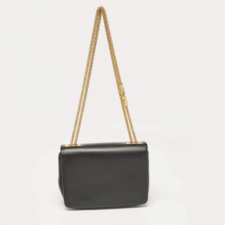 Pre Owned Valentino Black Leather One Stud Chain Shoulder Bag