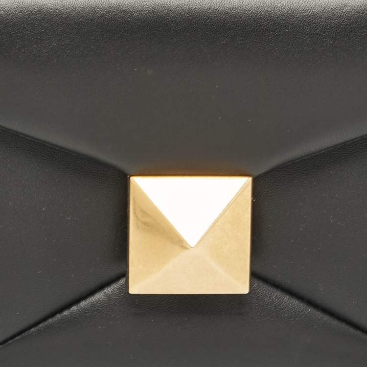 Pre Owned Valentino Black Leather One Stud Chain Shoulder Bag
