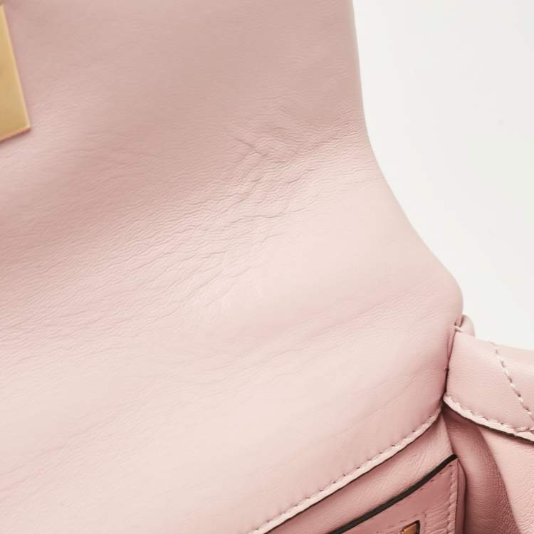 Pre Owned Valentino Pink Leather Medium Roman Stud Top Handle Bag