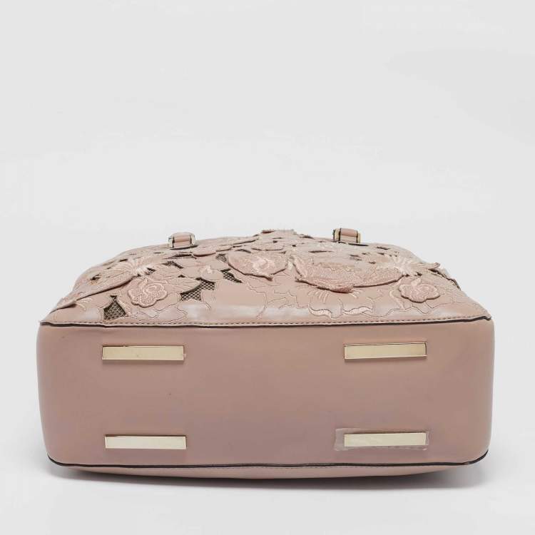Pre Owned Valentino Old Rose Leather and Lace Dome Satchel