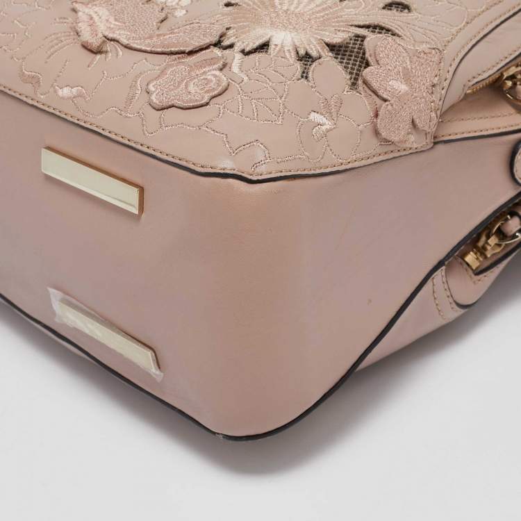 Pre Owned Valentino Old Rose Leather and Lace Dome Satchel