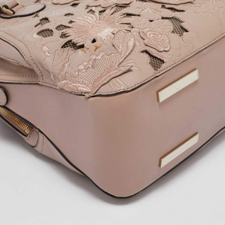 Pre Owned Valentino Old Rose Leather and Lace Dome Satchel