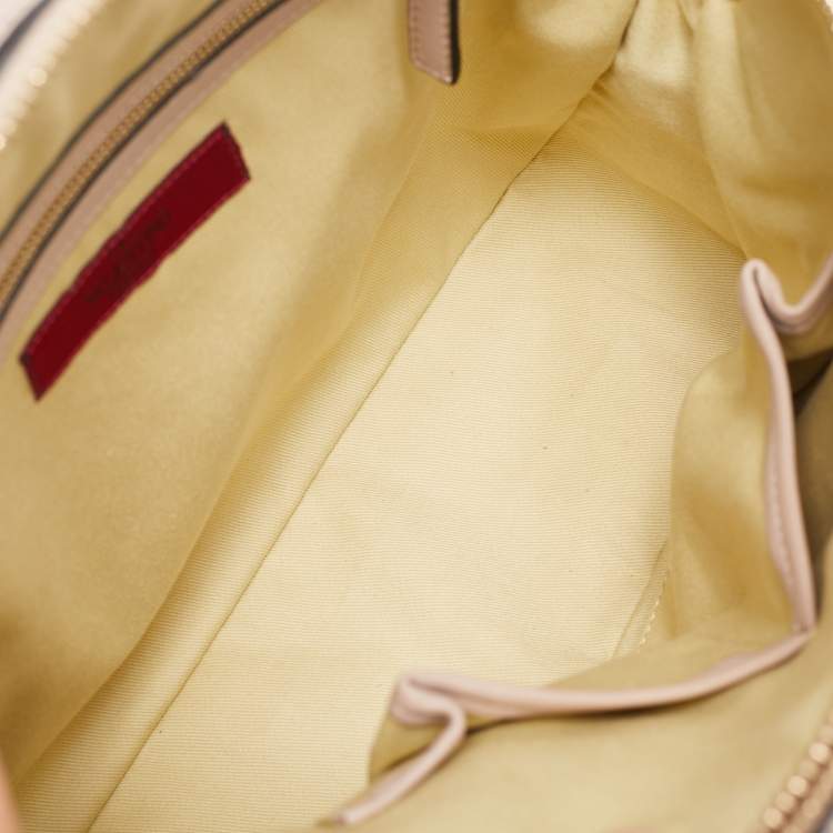 Pre Owned Valentino Old Rose Leather and Lace Dome Satchel