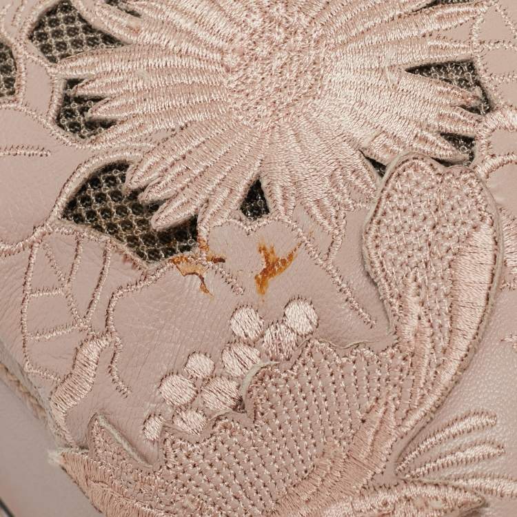 Pre Owned Valentino Old Rose Leather and Lace Dome Satchel