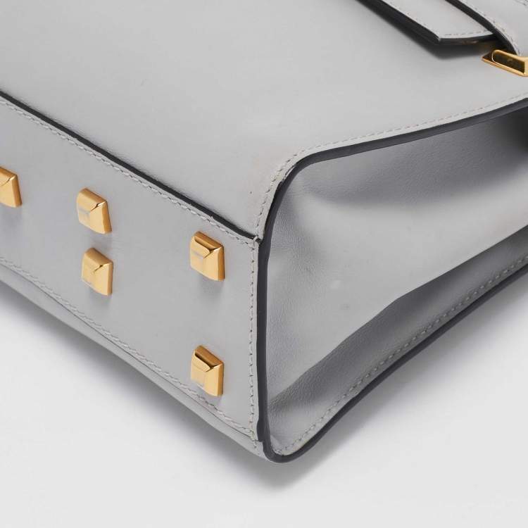Pre Owned Valentino Ash Grey Leather My Rockstud Top Handle Bag