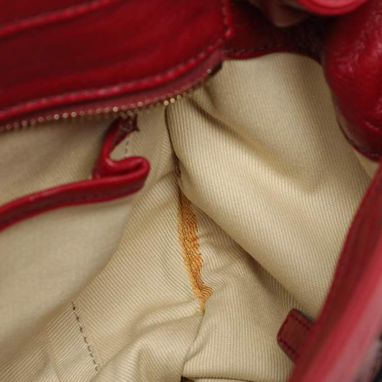 Pre Owned Valentino Dark Red/Black Leather and Lace Bow Tote