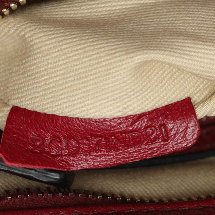 Pre Owned Valentino Dark Red/Black Leather and Lace Bow Tote