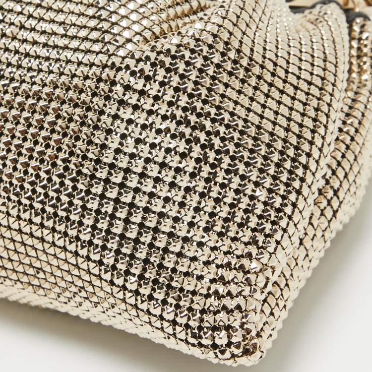 Pre Owned Valentino Gold Chainmail Bebop Ring Loop-Handle Clutch 