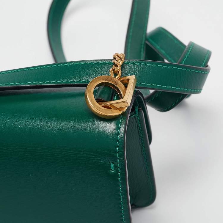 Pre Owned Valentino Green Leather Micro VSLING Shoulder Bag