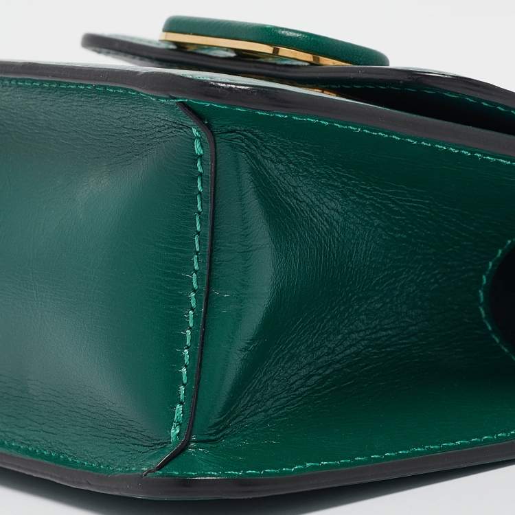 Pre Owned Valentino Green Leather Micro VSLING Shoulder Bag