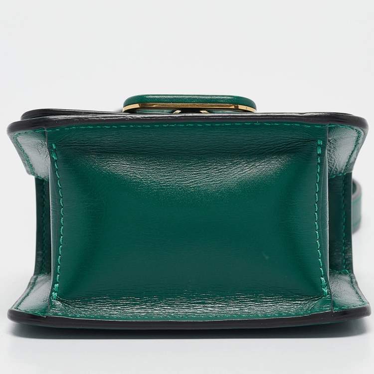 Pre Owned Valentino Green Leather Micro VSLING Shoulder Bag