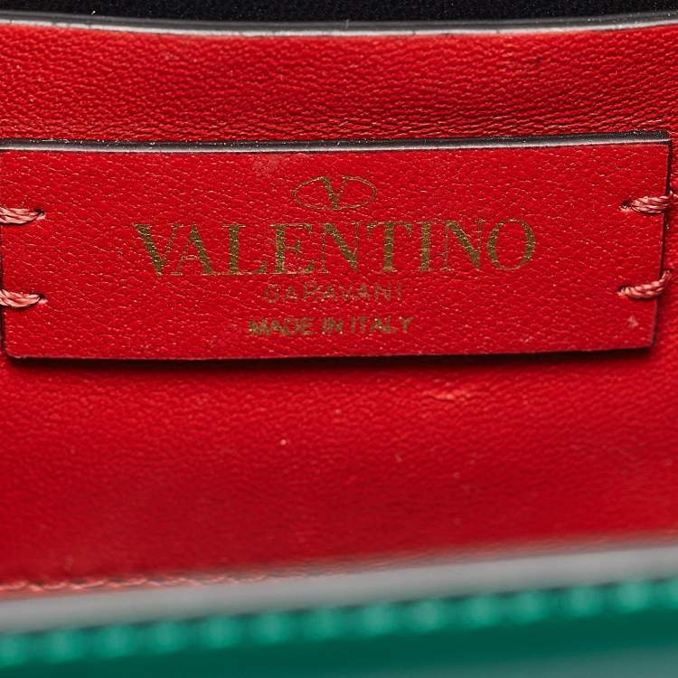 Pre Owned Valentino Green Leather Micro VSLING Shoulder Bag