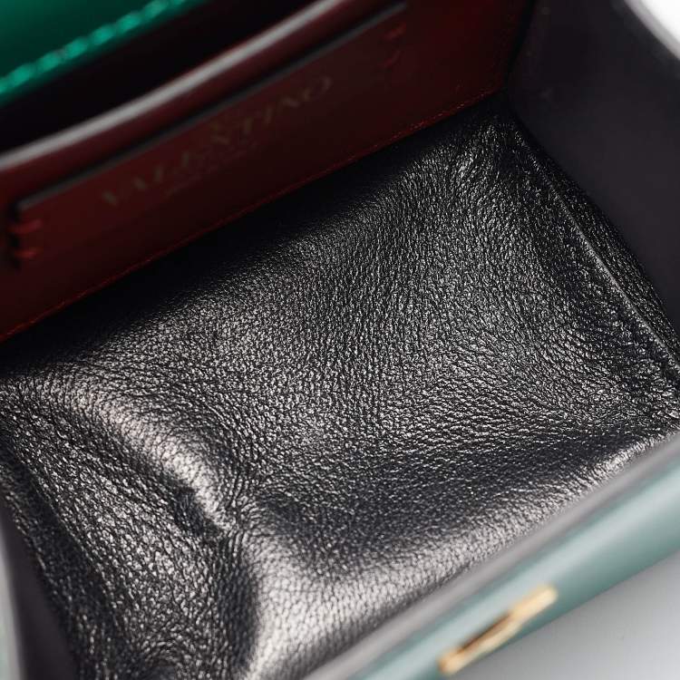 Pre Owned Valentino Green Leather Micro VSLING Shoulder Bag