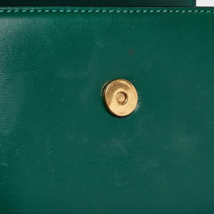 Pre Owned Valentino Green Leather Micro VSLING Shoulder Bag