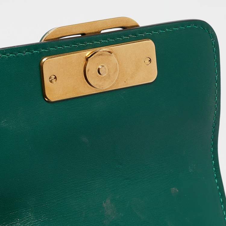 Pre Owned Valentino Green Leather Micro VSLING Shoulder Bag
