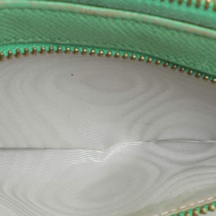 Pre Owned Valentino Green Leather Zip Around Wallet