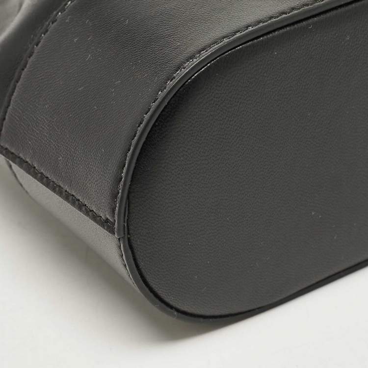 Pre Owned Valentino Black Leather VLogo Mini Bucket Bag