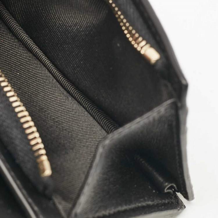 Pre Owned Valentino Black Leather Logo Flap Card Case
